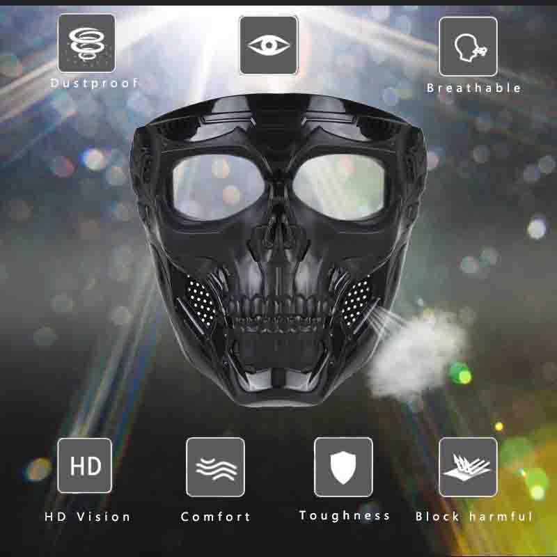 OQUQO 3 Pcs Airsoft Mask Full Face, Skull Airsoft Tactical Full Face Mask for Paintball, Motorcycle, and Men’s Shield – Impact Resistant Masks for Halloween, CS Wargame, and Outdoor Sports - Image 5